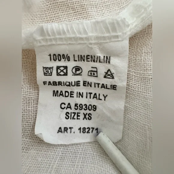 Women’s Angela Mara Oversized Made In Italy Ruffled Hem & Sleeve 100% Linen Top - Picture 5 of 5